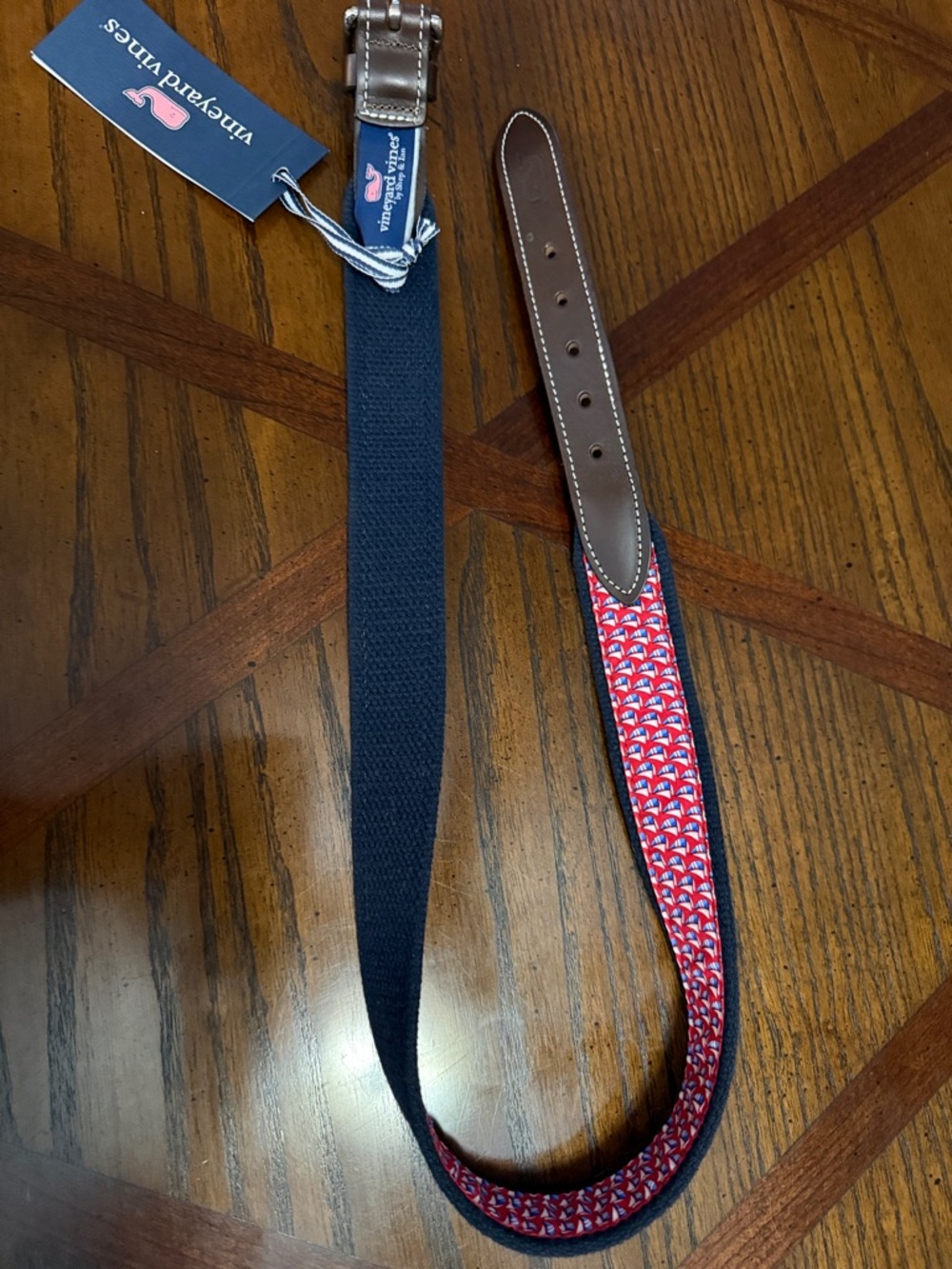 NWT Vineyard Vines nautical flag print canvas club belt - Picture 4 of 5